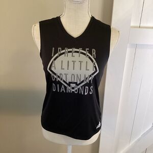 EUC Ladies Adidas performance "...dirt on my diamonds" sleeveless tee - XS black